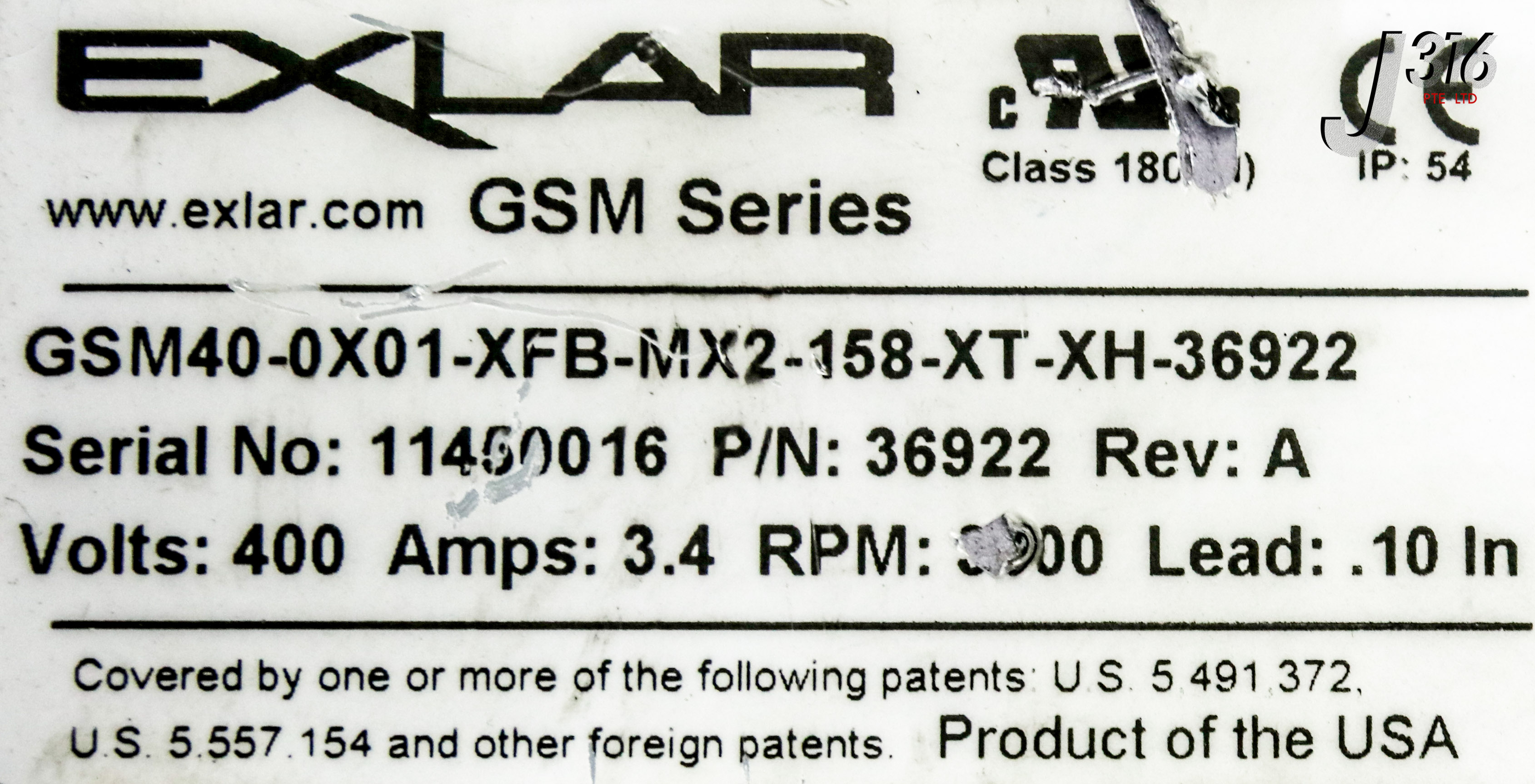 25528 EXLAR GSM SERIES AC SERVO MOTOR GSM40-0X01-XFB-MX2-158-XT-XH